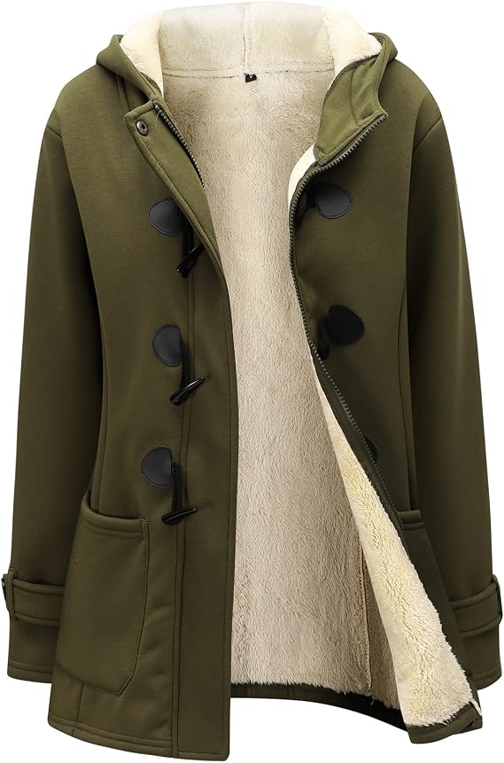 Women’s Sherpa-Lined Duffle Toggle Coat with Hood
