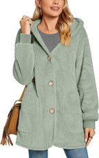 Women’s Fuzzy Hooded Fleece Jacket with Pockets