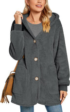Women’s Fuzzy Hooded Fleece Jacket with Pockets