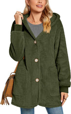Women’s Fuzzy Hooded Fleece Jacket with Pockets
