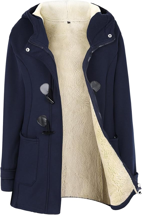 Women’s Sherpa-Lined Duffle Toggle Coat with Hood