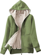 Women’s Sherpa-Lined Full-Zip Hoodie Jacket for Winter
