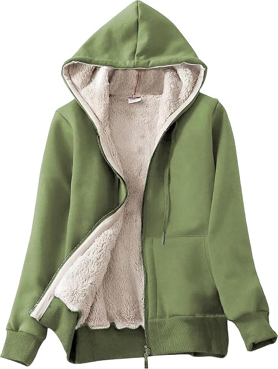 Women’s Sherpa-Lined Full-Zip Hoodie Jacket for Winter