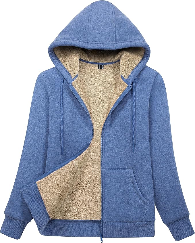 Women’s Sherpa-Lined Zip-Up Hoodie Jacket for Winter