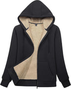 Women’s Sherpa-Lined Zip-Up Hoodie Jacket for Winter