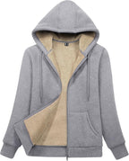 Women’s Sherpa-Lined Zip-Up Hoodie Jacket for Winter