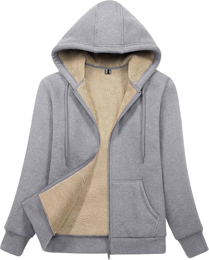 Women’s Sherpa-Lined Zip-Up Hoodie Jacket for Winter