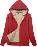 Women’s Sherpa-Lined Zip-Up Hoodie Jacket for Winter